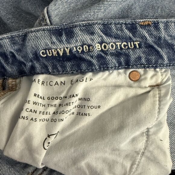 American Eagle Women's Size 12 Blue Curvy 90's Bootcut Denim Jeans Y2K Retro - Picture 6 of 8
